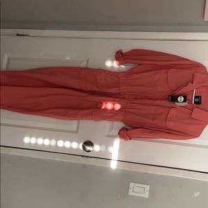 Pink utility denim boiler suit